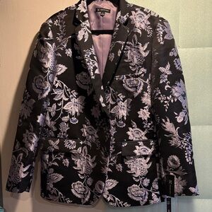 INC Men’s Floral Brocade Blazer Black Silver Formal Jacket Wedding Prom NWT